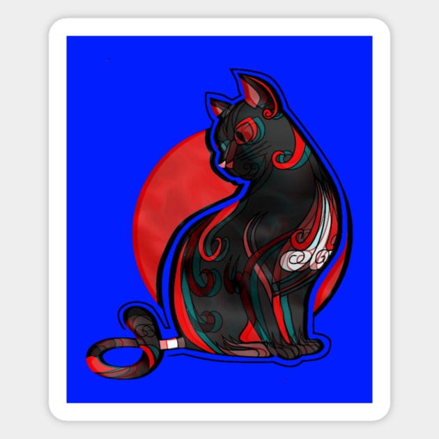 Black and Red Cat Magnet by AlondraHanley